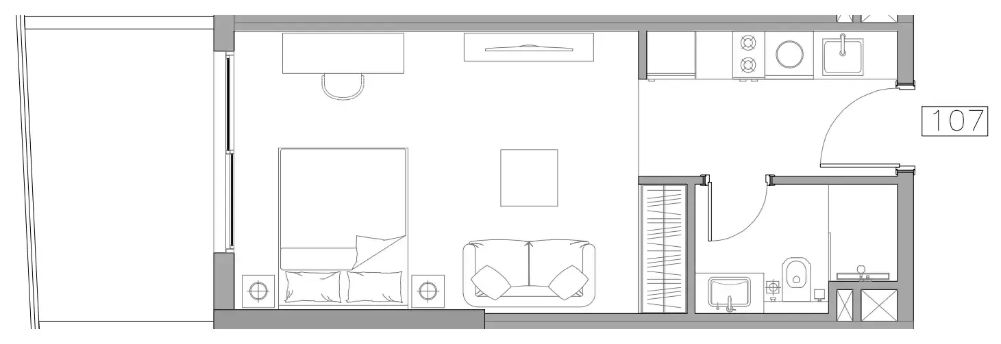 Trevino Studio floor plan, 428 sqft