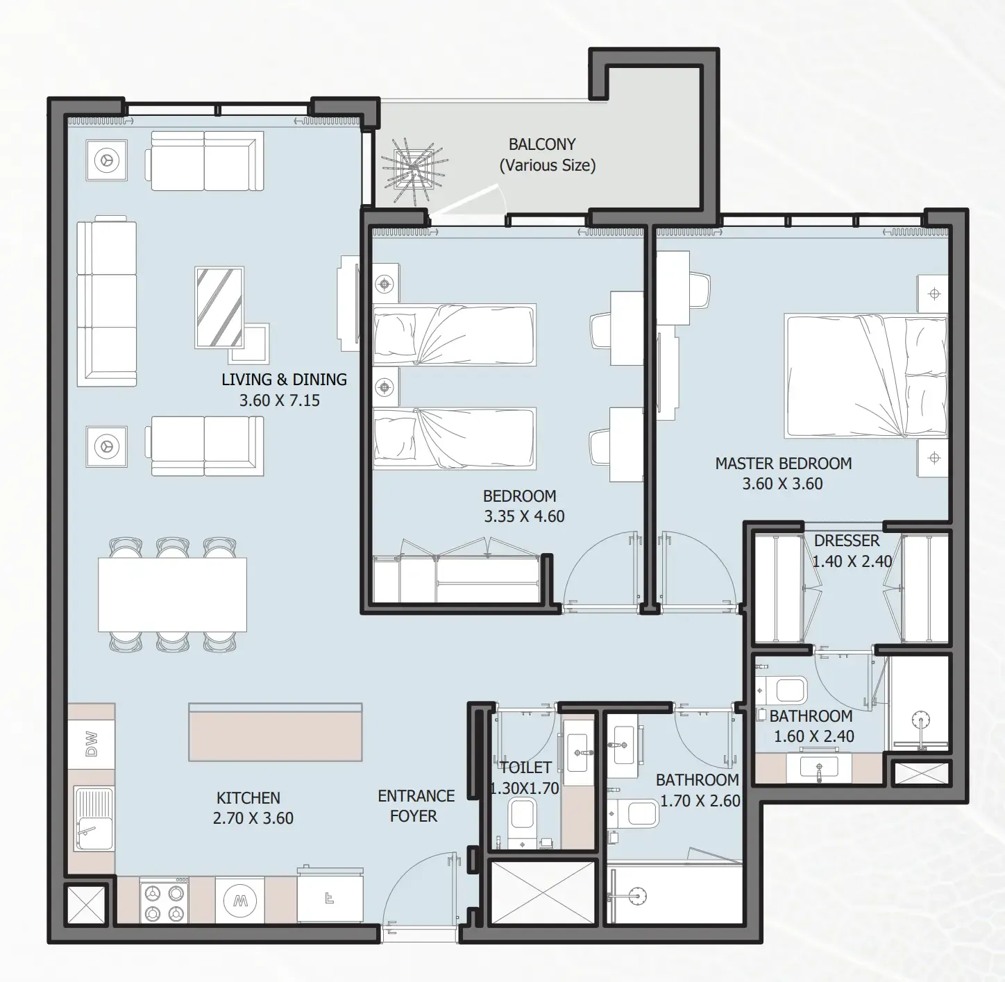 Verdana V 2 bed floor plan, 1,086 sqft