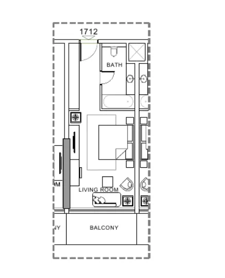 Damac Hills - Radisson Dubai Studio floor plan, 500 sqft