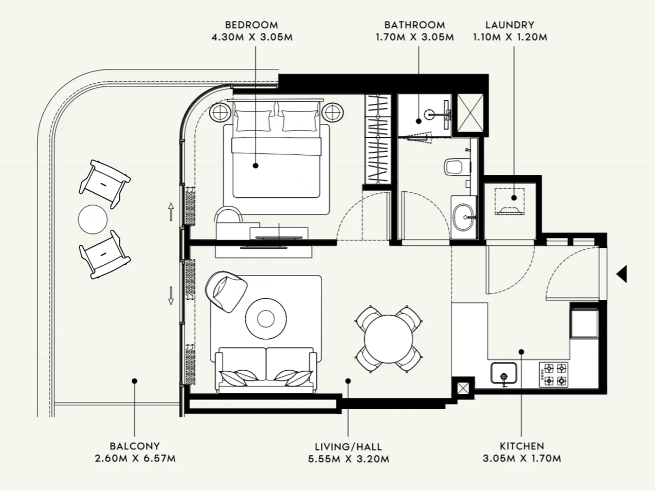 Azizi Ruby 1 bed floor plan, 692 sqft