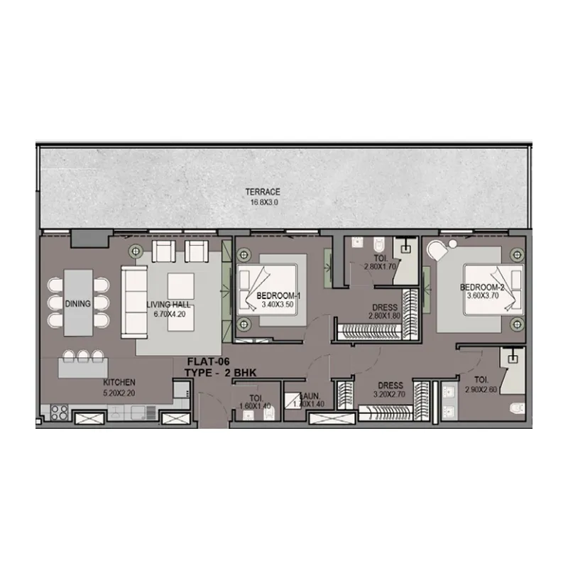 Helvetia Residences 2 bed floor plan, 1,735 sqft