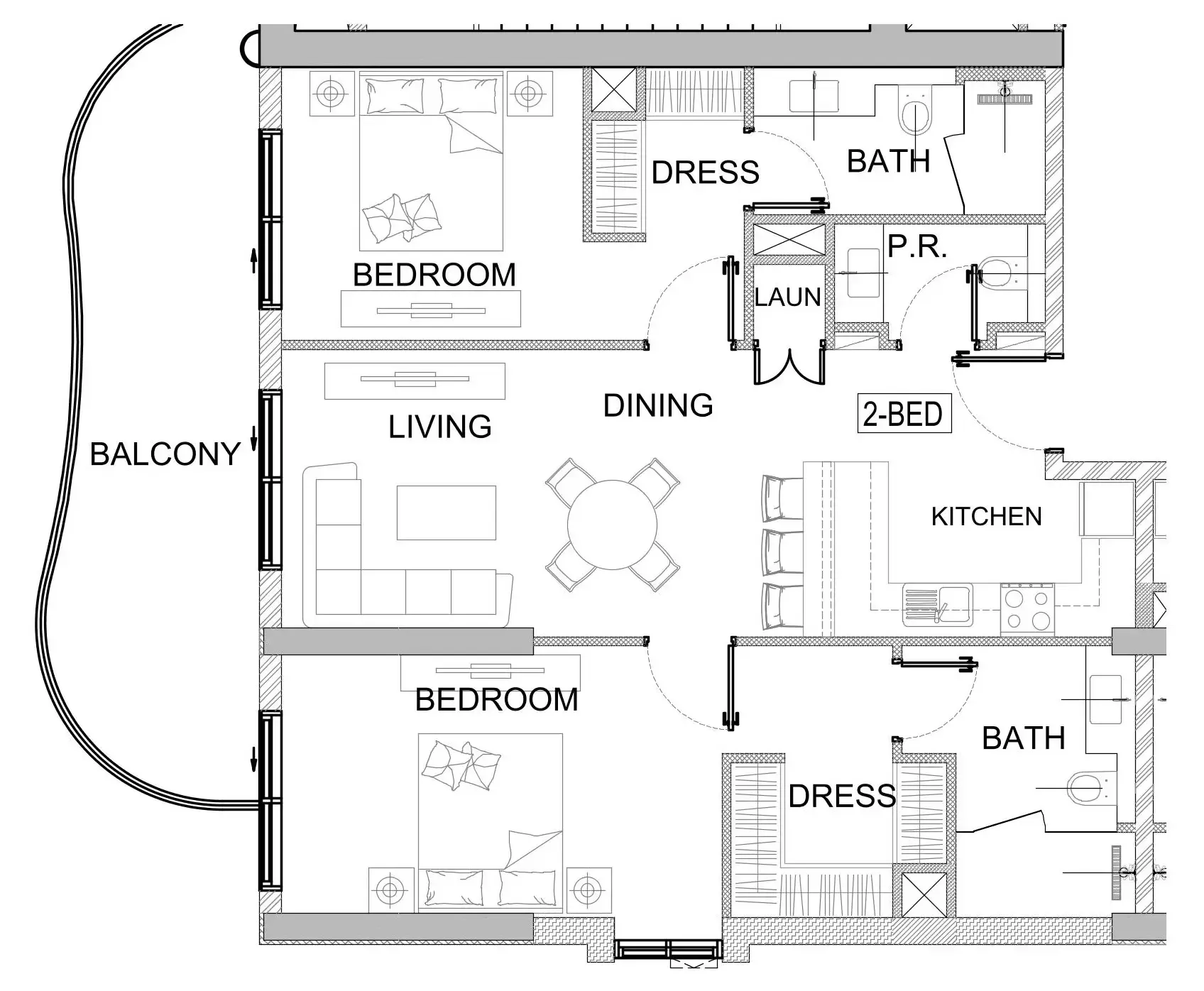 Valencia 2 bed floor plan, 1,173 sqft