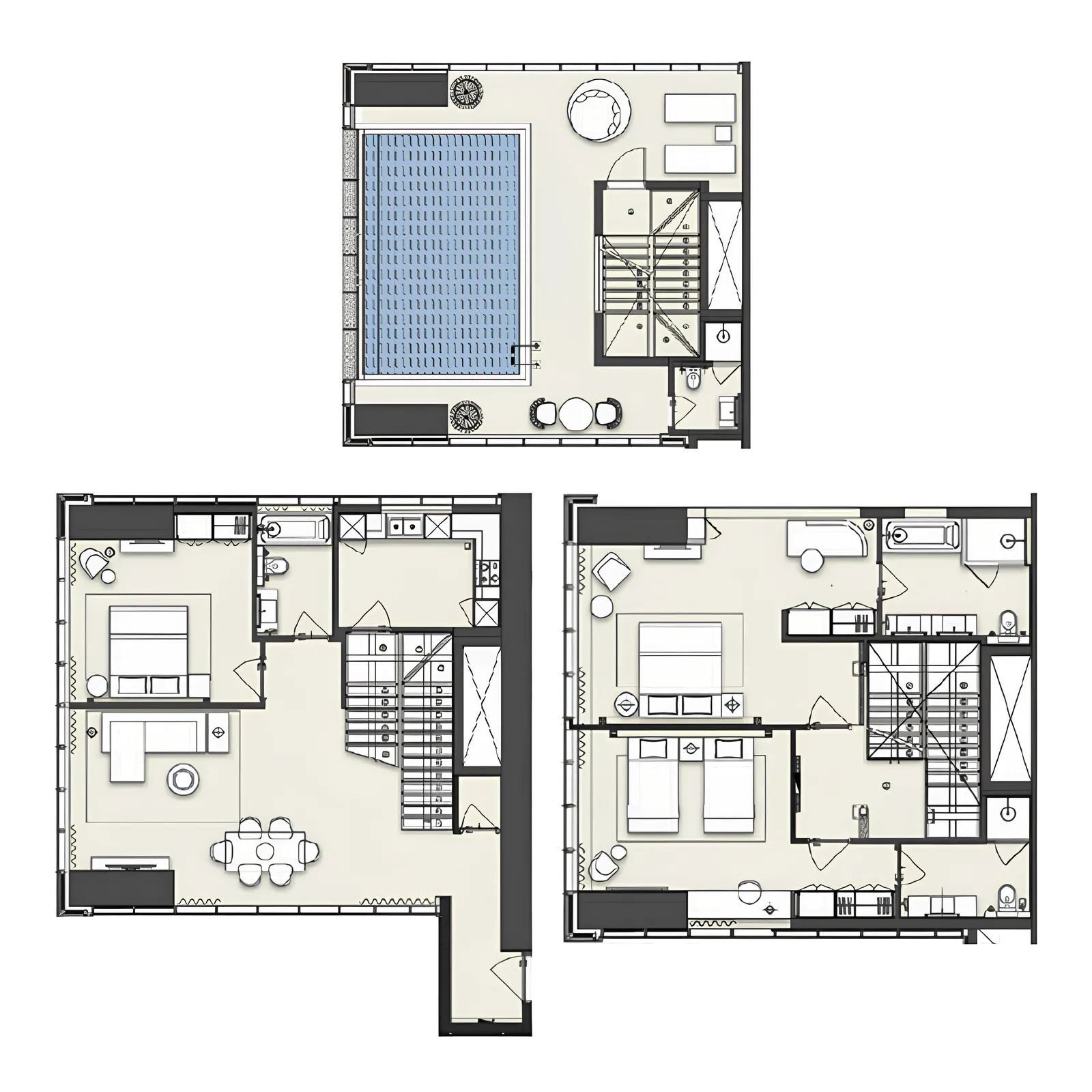Novotel Residences 3 bed floor plan, 3,233 – 3,399 sqft