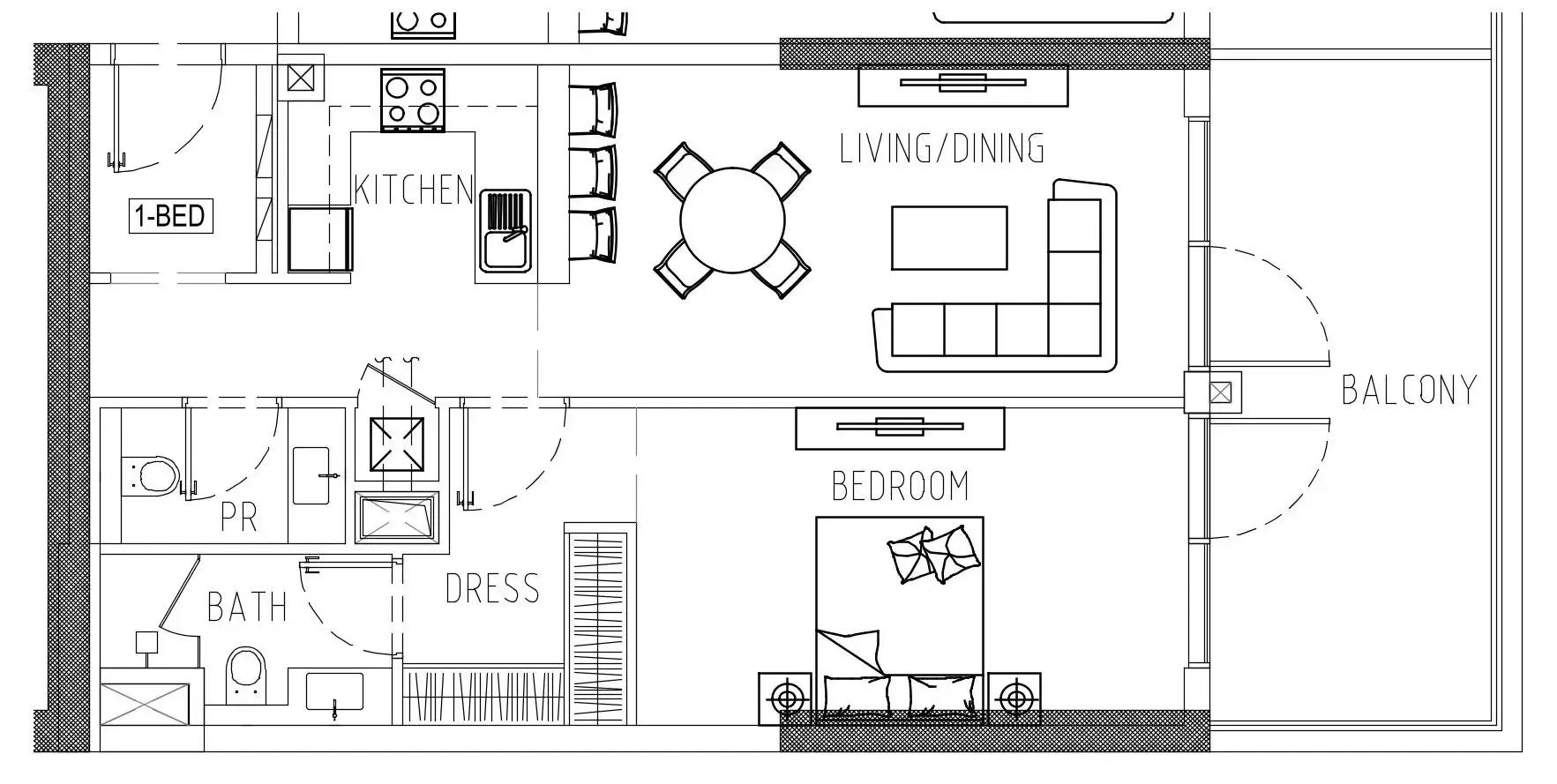 Damac Riverside Views 1 bed floor plan, 965 sqft