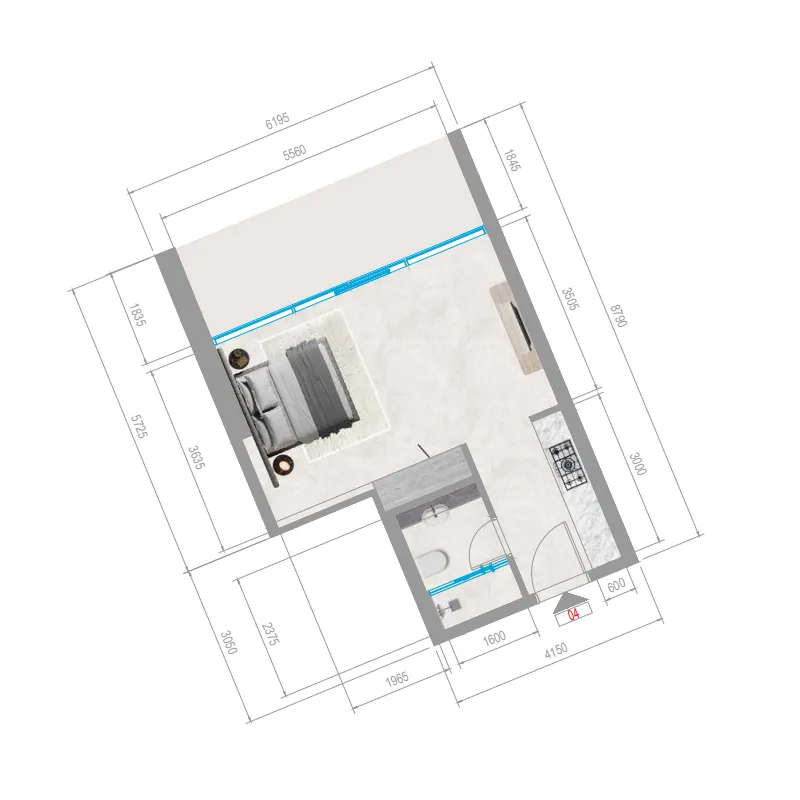 Orchid Towers Phase 1 Studio floor plan, 503 sqft