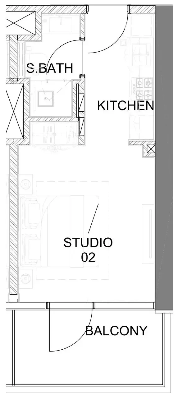 Damac Safa Gate Studio floor plan, 392 sqft
