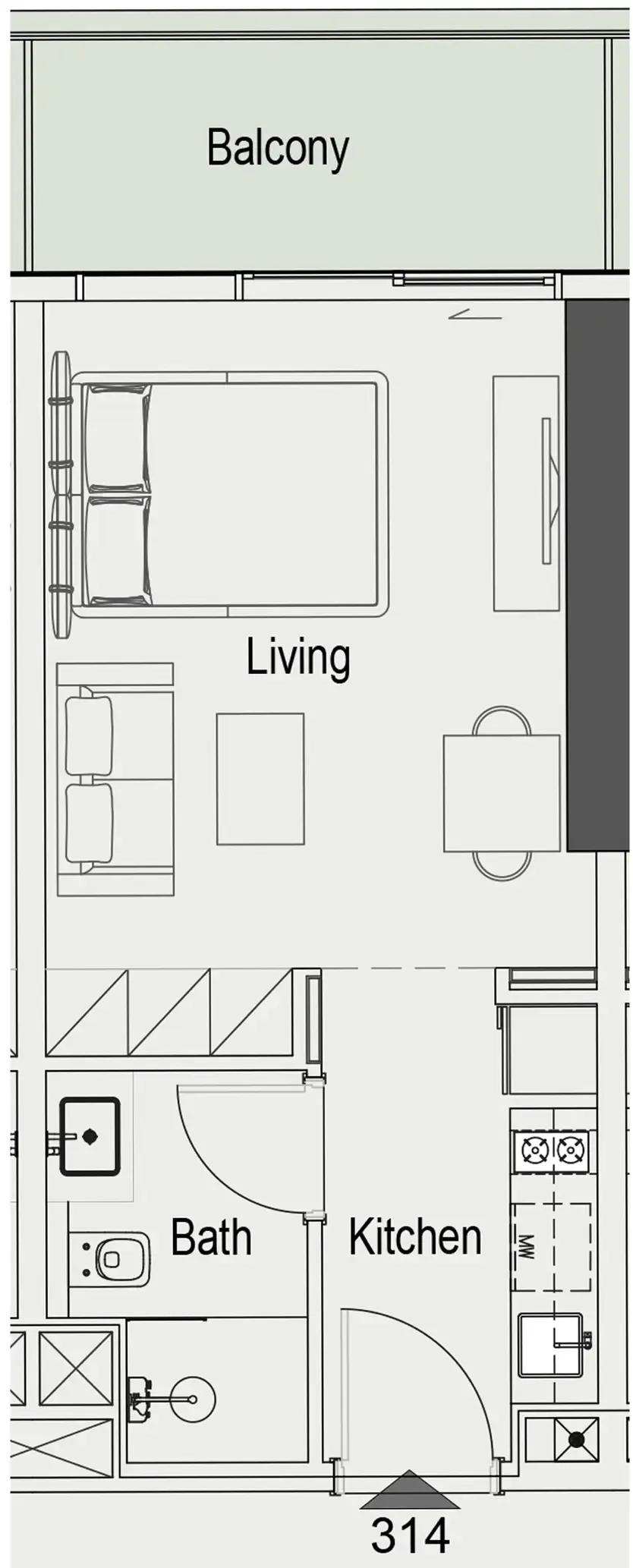 Sierra by Iman Studio floor plan, 417 sqft