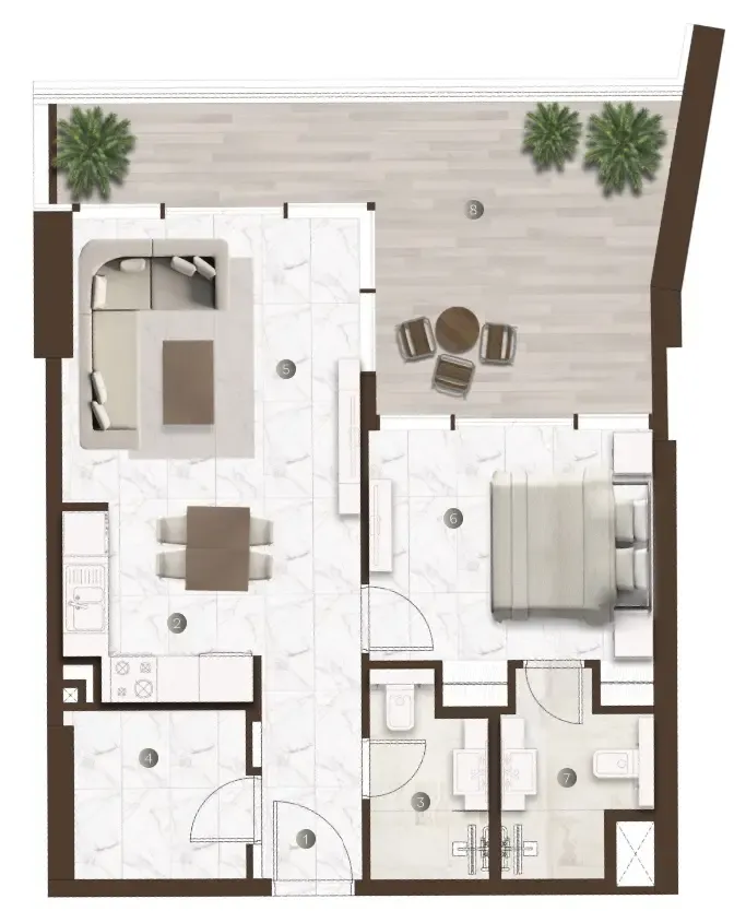 Onda by Kasco 1 bed floor plan, 631 sqft