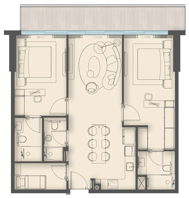 Enre Residence by Imtiaz 2 bed floor plan, 1,105 – 1,412 sqft
