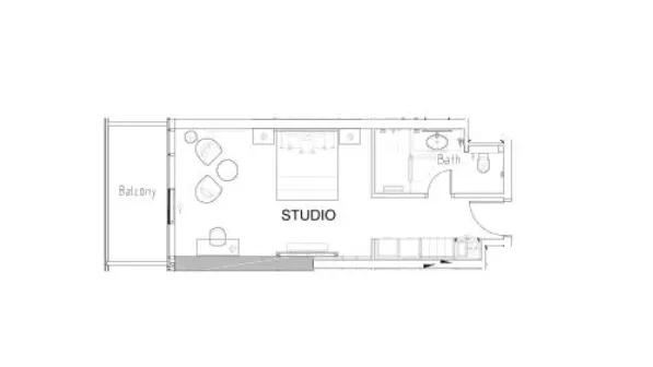 Damac Hills - Radisson Dubai Studio floor plan, 495 sqft