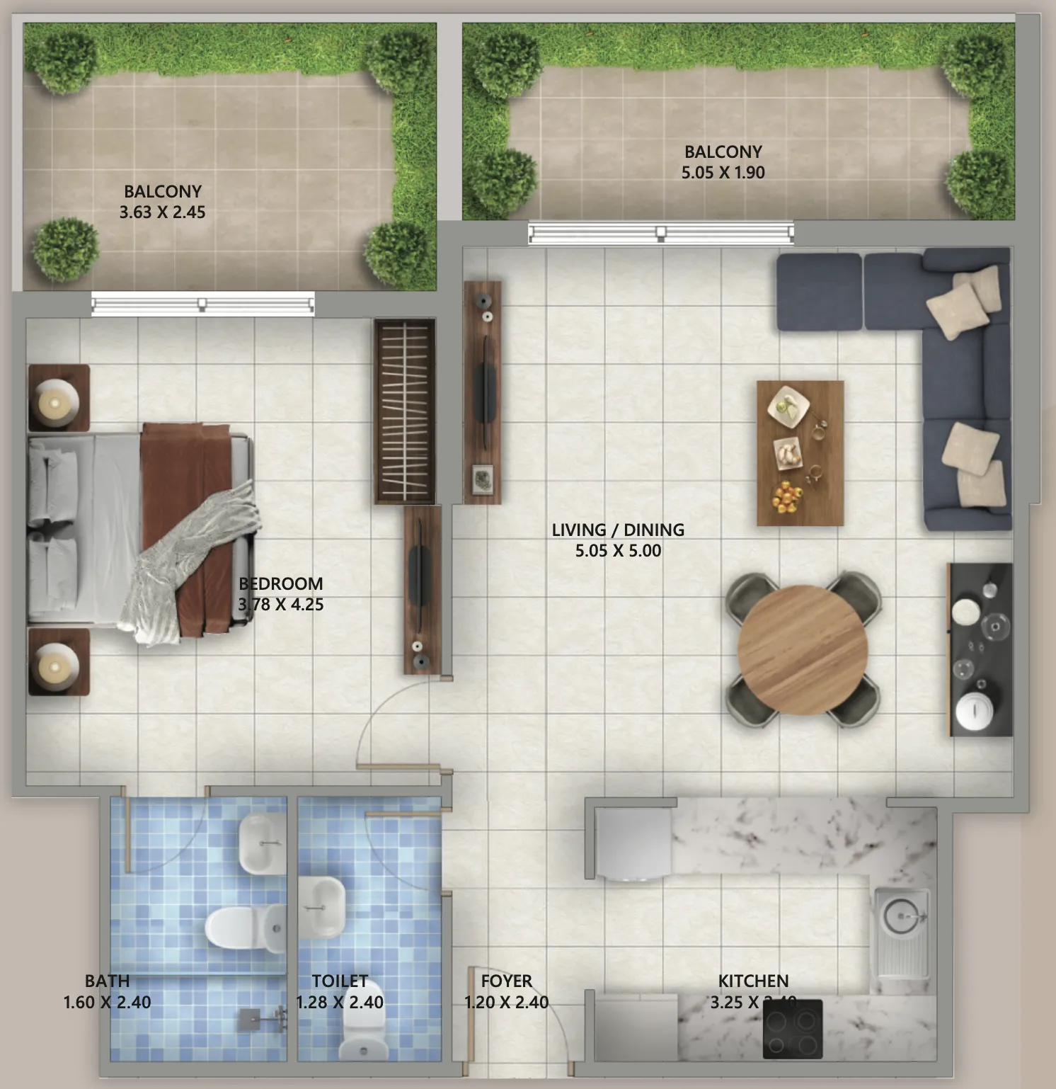 Linden Residences 1 bed floor plan, 761 – 887 sqft