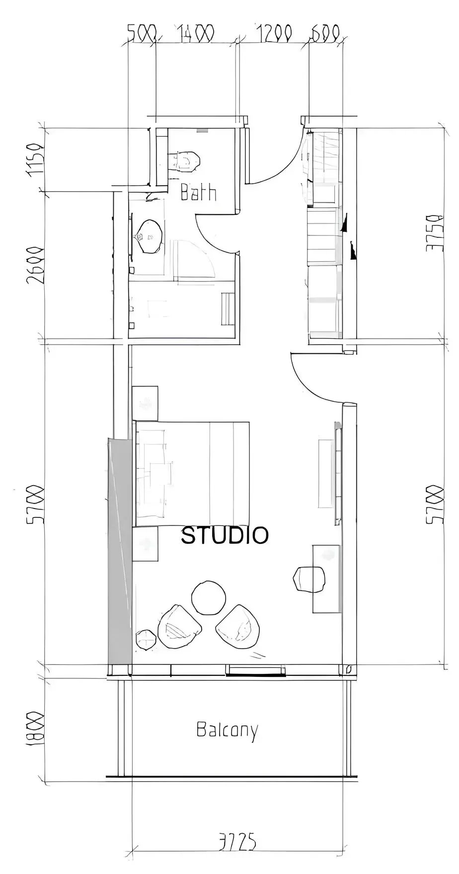 Damac Hills - Artesia Studio floor plan, 500 sqft