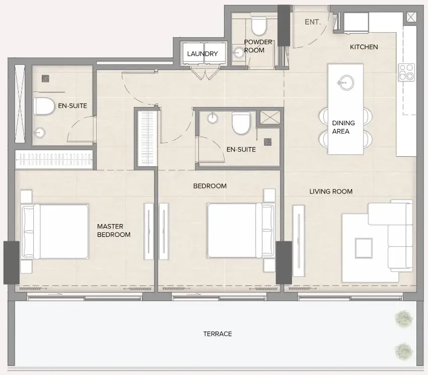 Arka Enclave Residences by Atmosphere Living 2 bed floor plan, 1,140 sqft