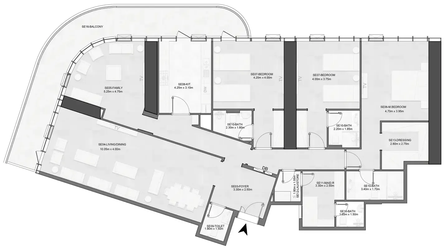 Joud Tower 3 bed floor plan, 2,849 sqft
