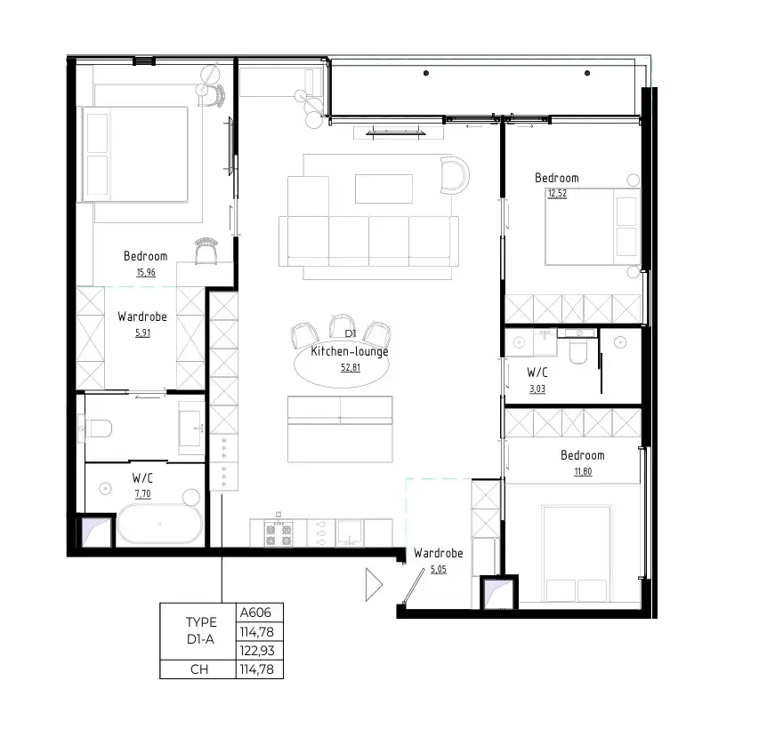 Bamboo Forest 3 bed floor plan, 1,324 sqft