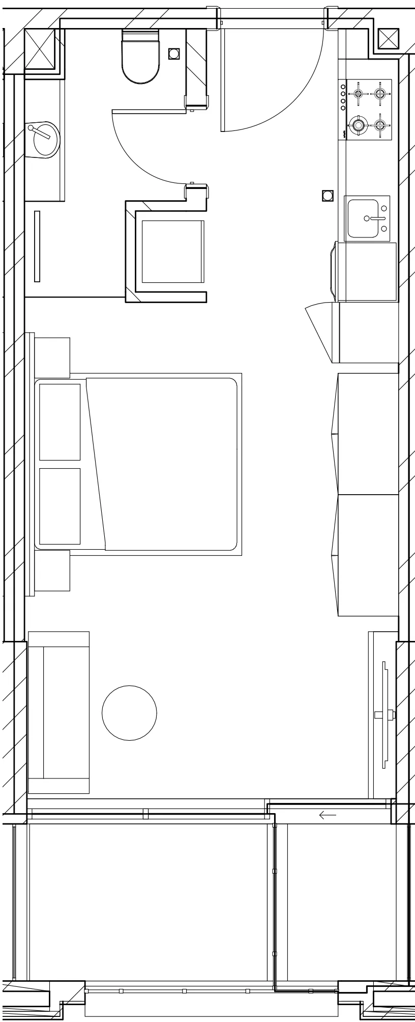 Berkeley Square Studio floor plan, 350 sqft