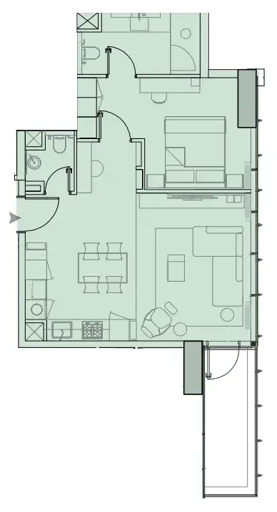 Wynwood Horizon 1 bed floor plan, 751 sqft