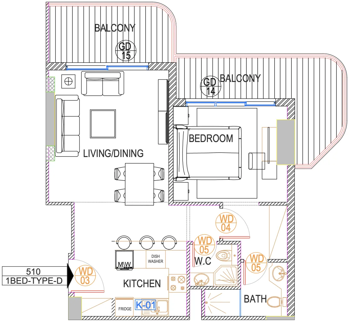 Urban Life 1 bed floor plan, 875 sqft