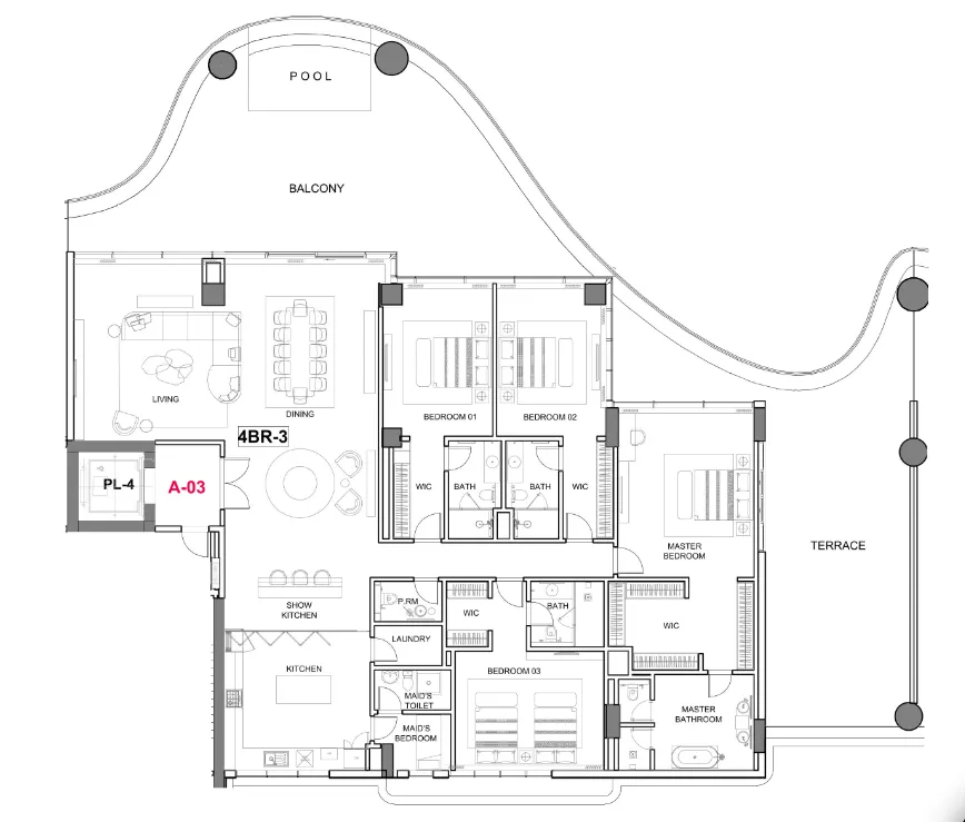 Cavalli Couture 4 bed floor plan, 6,392 sqft