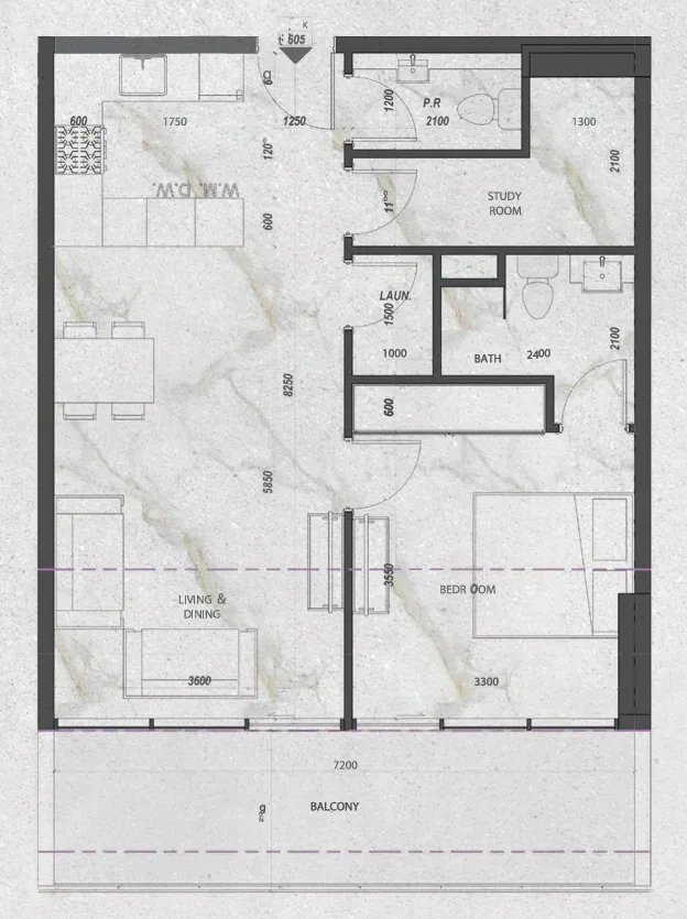 Zyra Hills 1 bed floor plan, 829 sqft