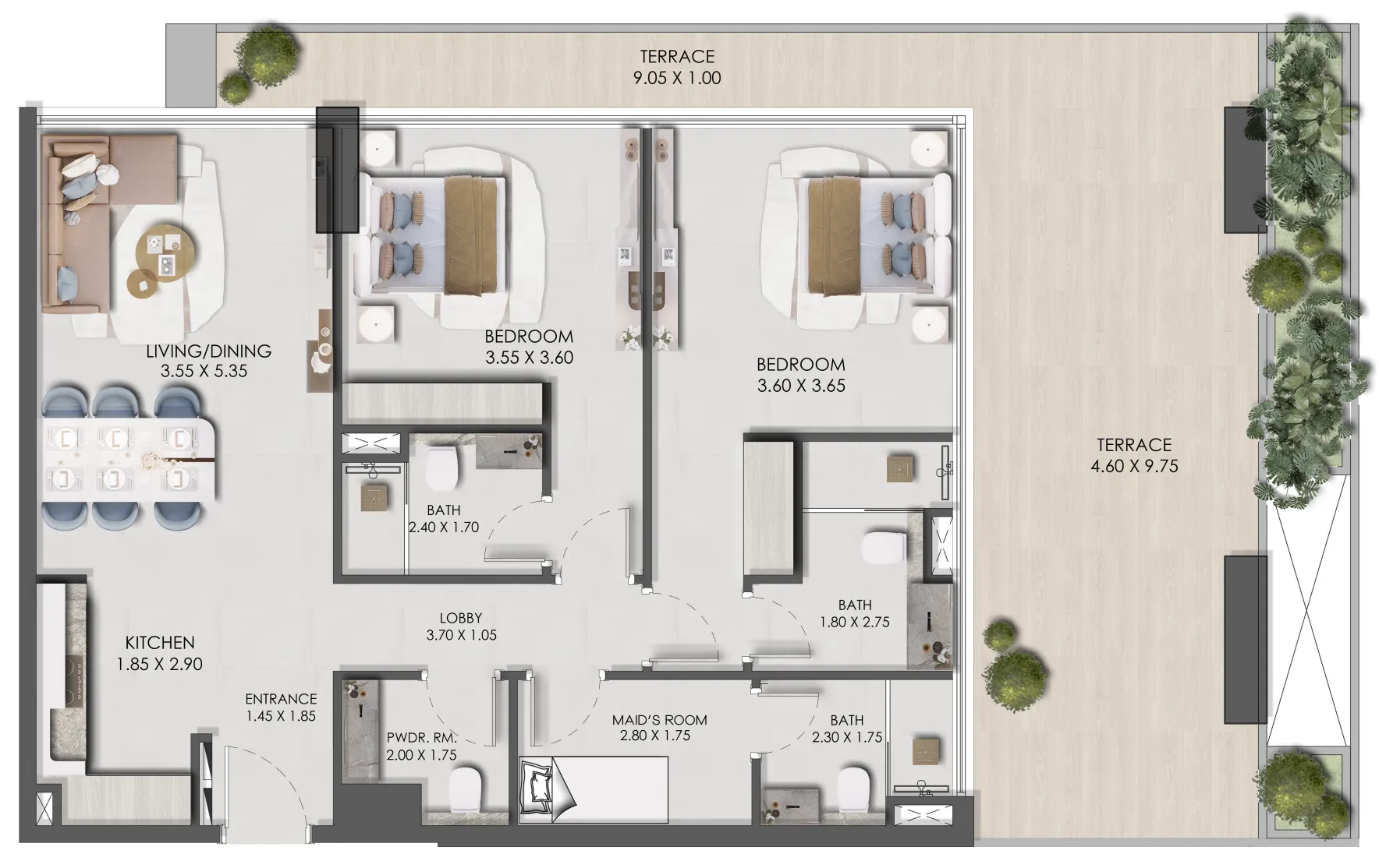 Legado by Prescott 2 bed floor plan, 1,493 sqft