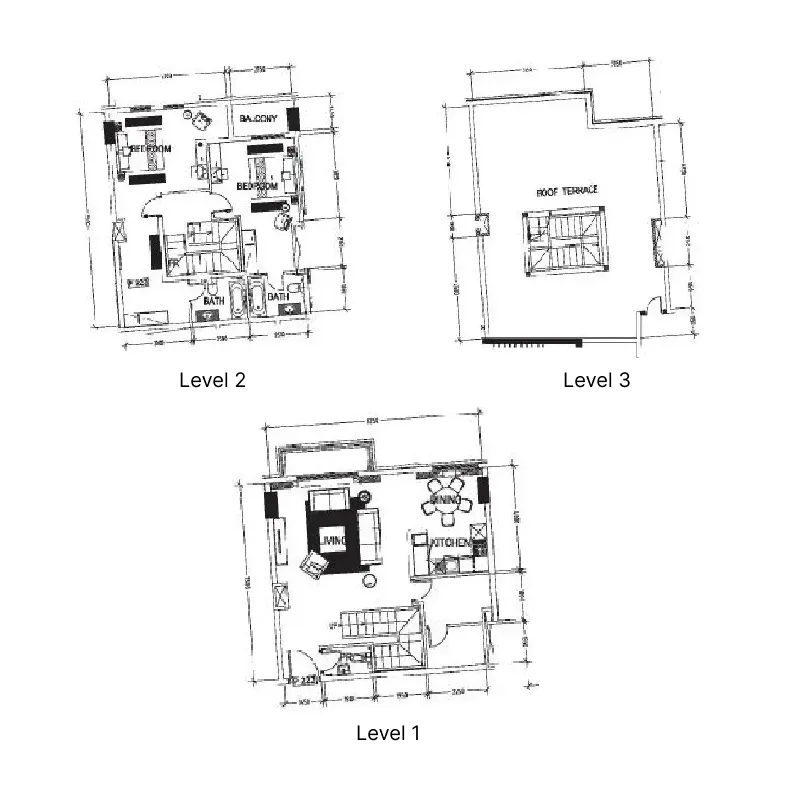 Suburbia 2 bed floor plan, 2,562 sqft