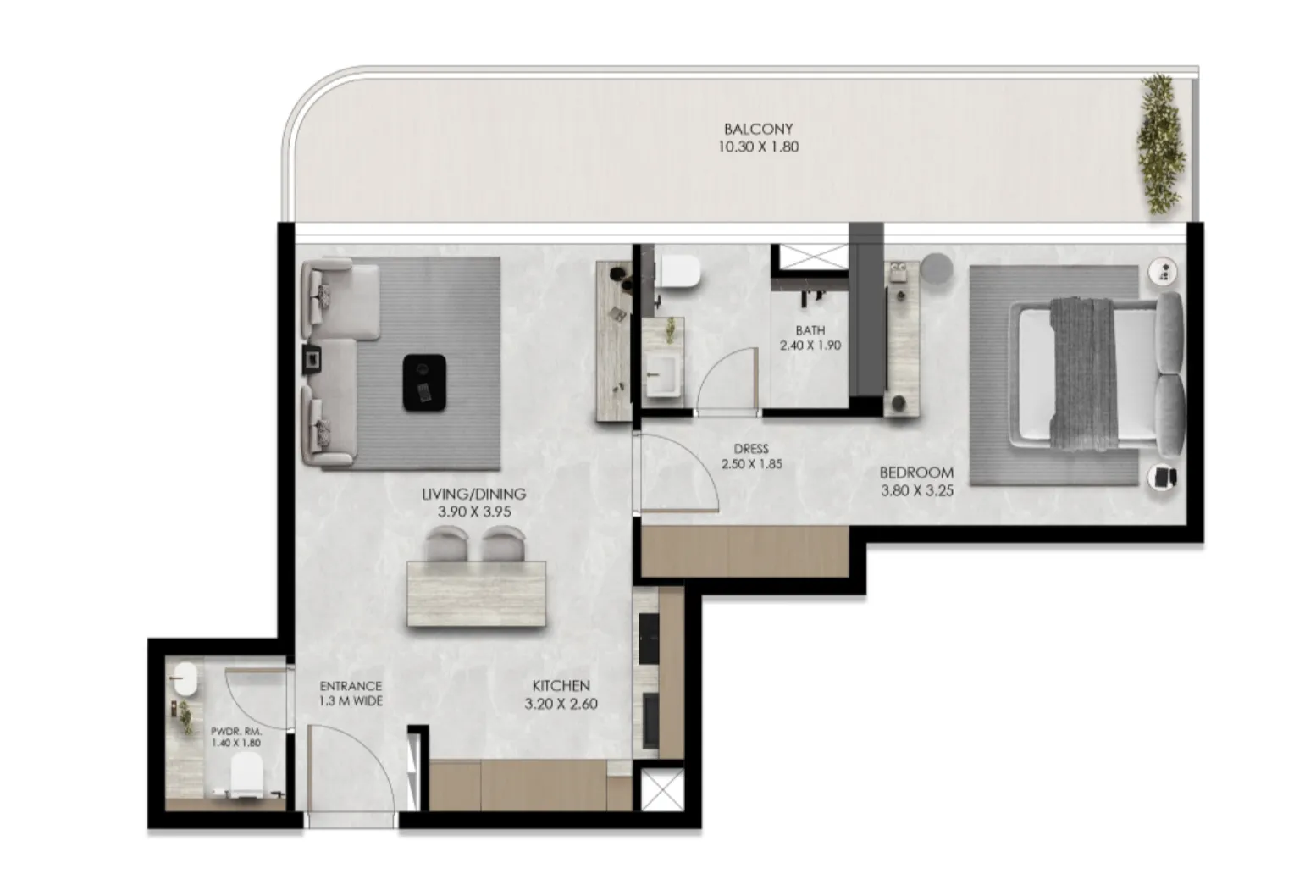 Verano by Prescott 1 bed floor plan, 796 sqft