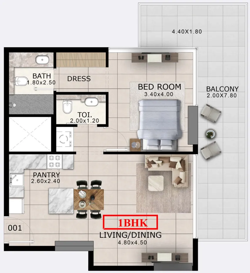 Arlington Park 1 bed floor plan, 910 sqft