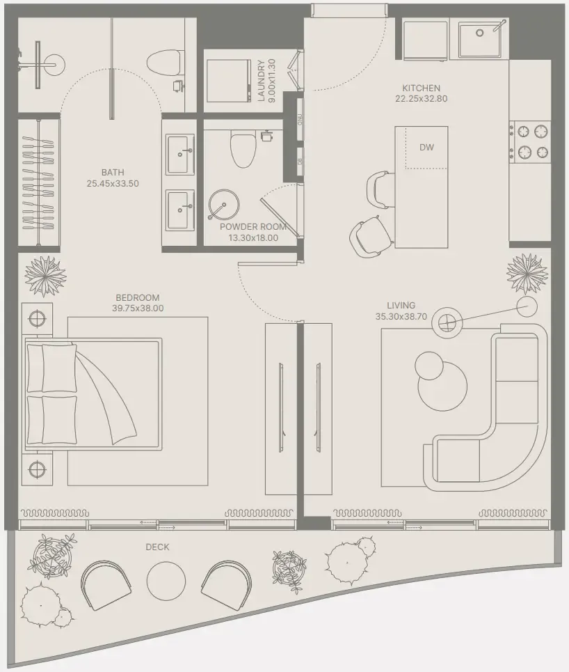 Bond Enclave 1 bed floor plan, 788 sqft
