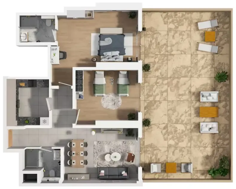 Barajeel Towers 2 bed floor plan, 2,688 sqft