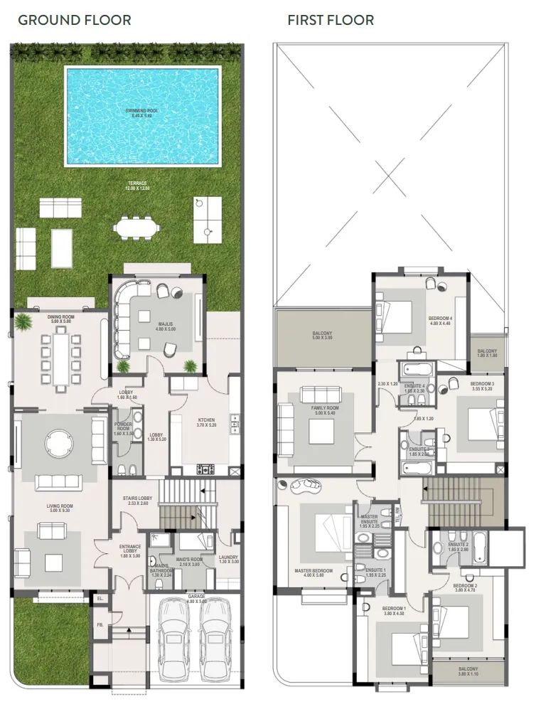 Mangrove Village 5 bed floor plan, 4,579 – 4,678 sqft
