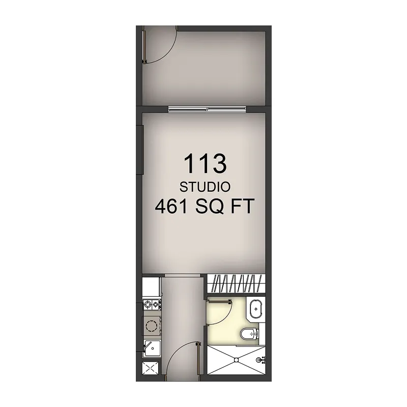 Aizel Tower Studio floor plan, 461 sqft