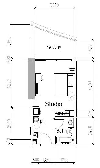 Aykon City Tower Studio floor plan, 460 sqft
