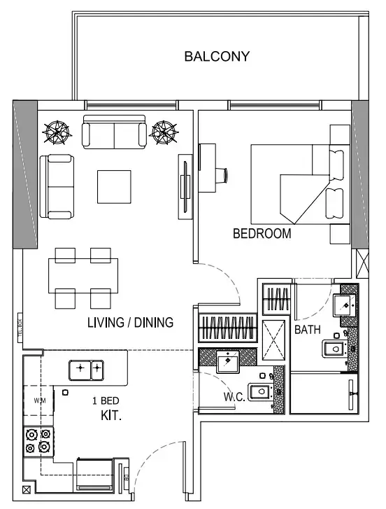 Binghatti House 1 bed floor plan, 642 sqft