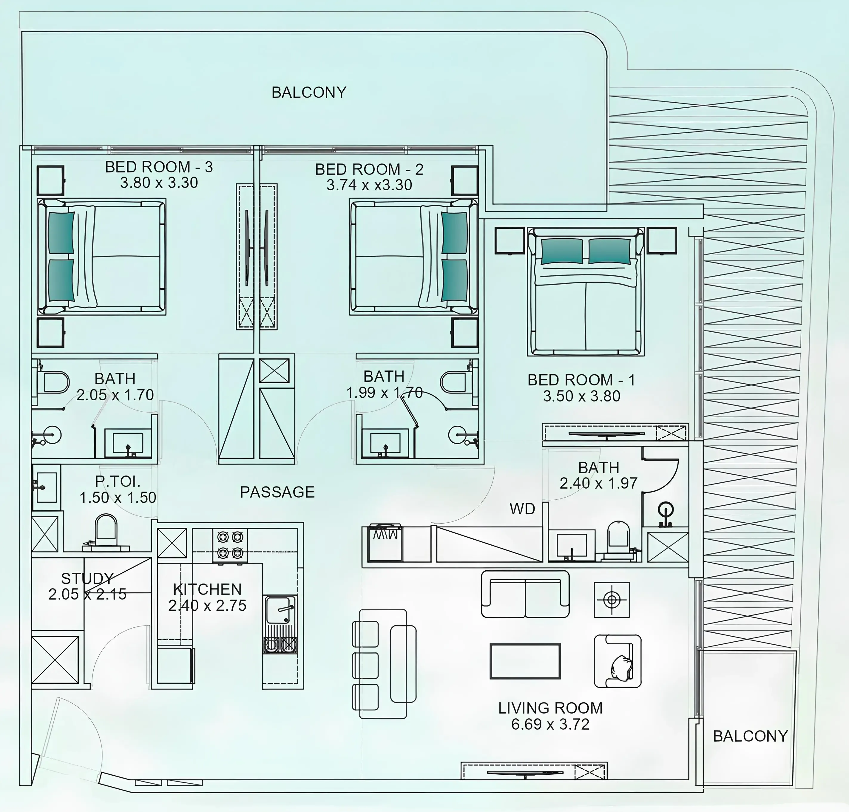 Floarea Breeze 3 bed floor plan, 1,551 sqft