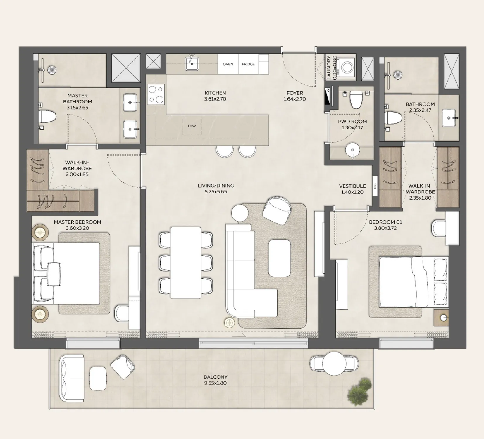 Expo Valley Views - Roudah 2 bed floor plan, 1,337 sqft