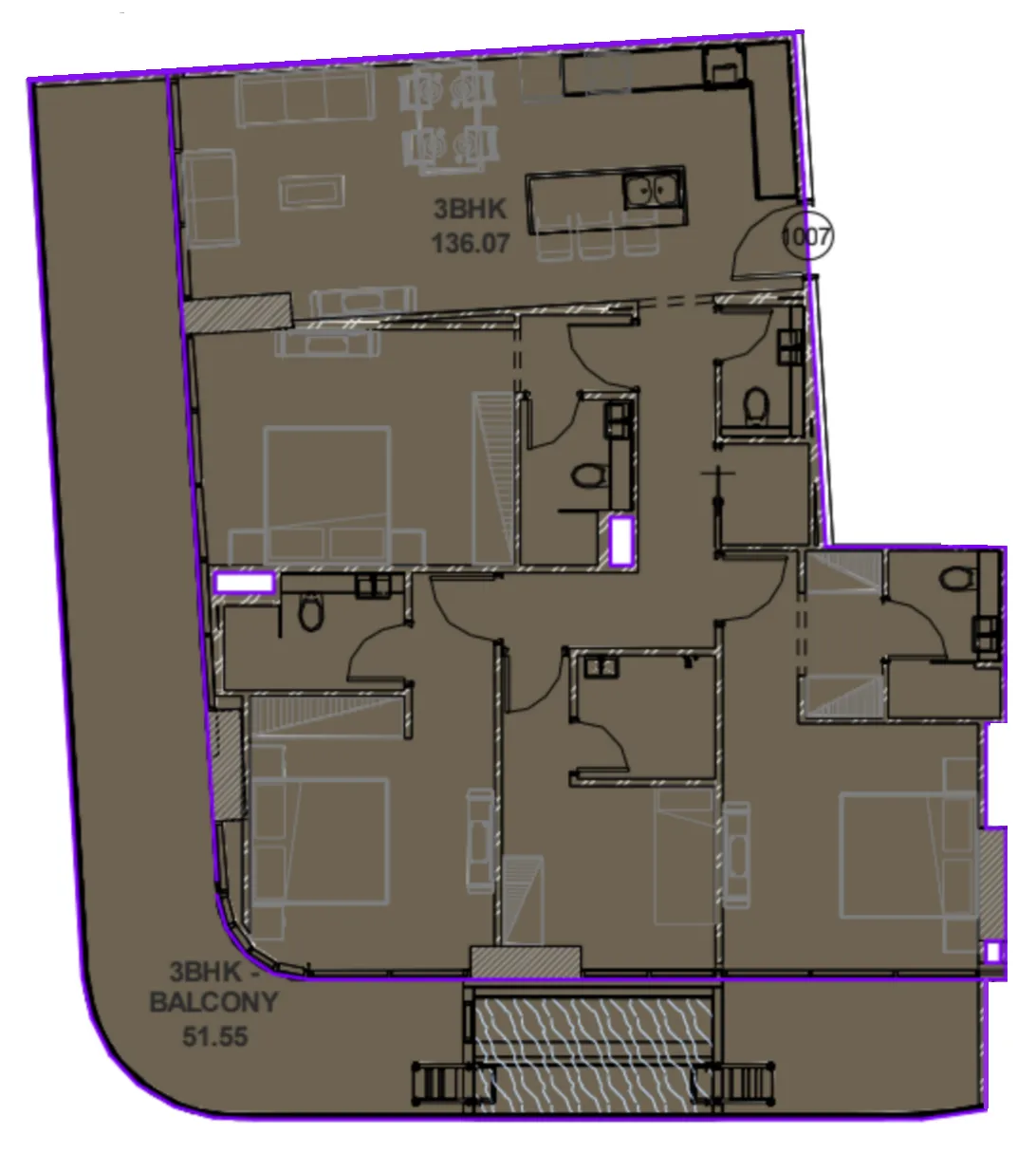Lucky Oasis Residence 3 bed floor plan, 2,019 sqft