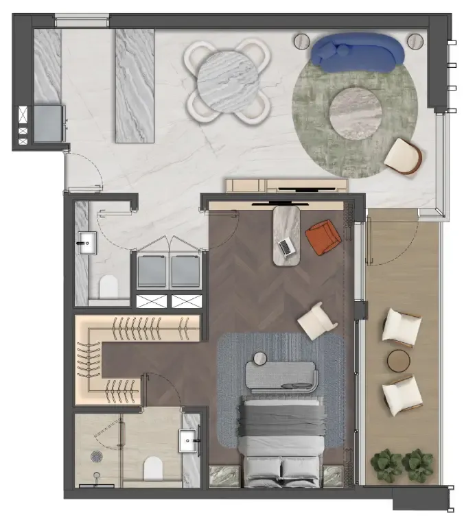 Mas Barsha Residency 1 bed floor plan, 944 sqft