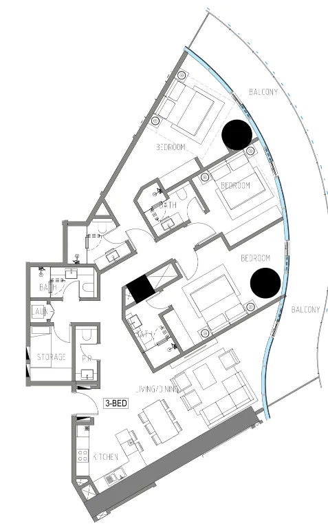 Damac Casa 3 bed floor plan, 2,062 sqft