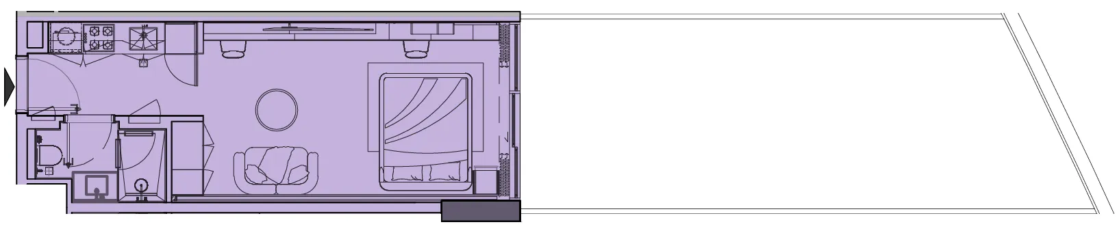 Le Blanc Studio floor plan, 771 sqft