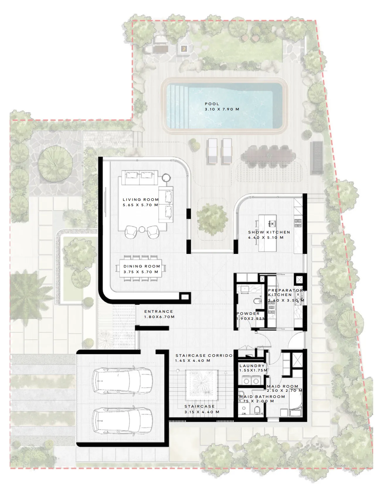 NB Collection 4 bed floor plan, 5,020 sqft