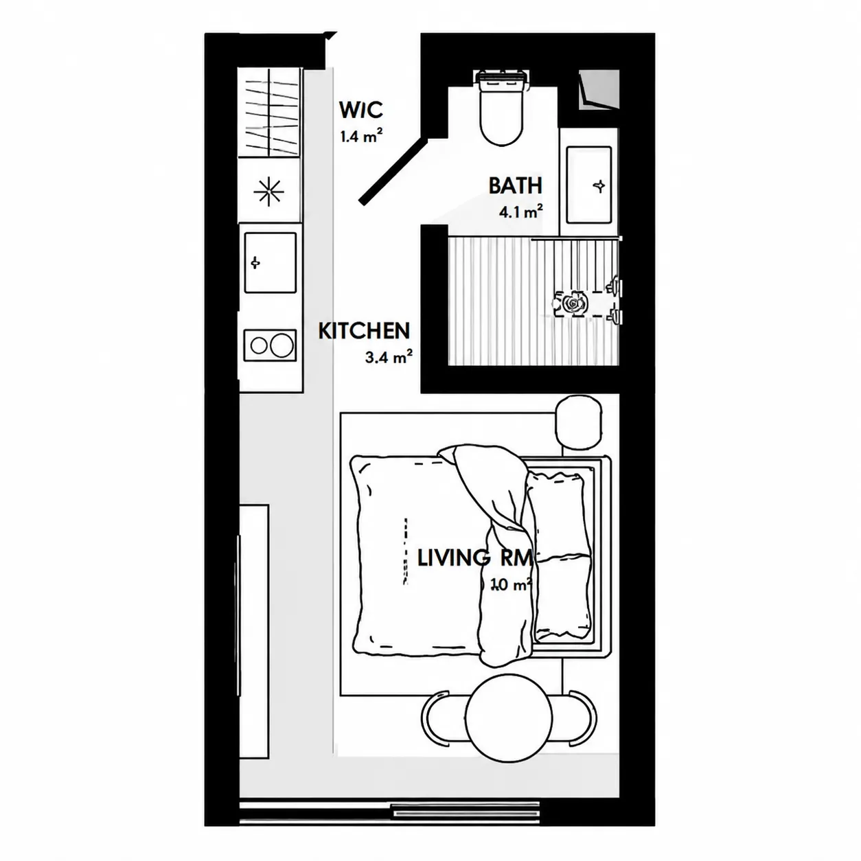 OceaniQ Nusa Penida 1 bed floor plan, 248 sqft