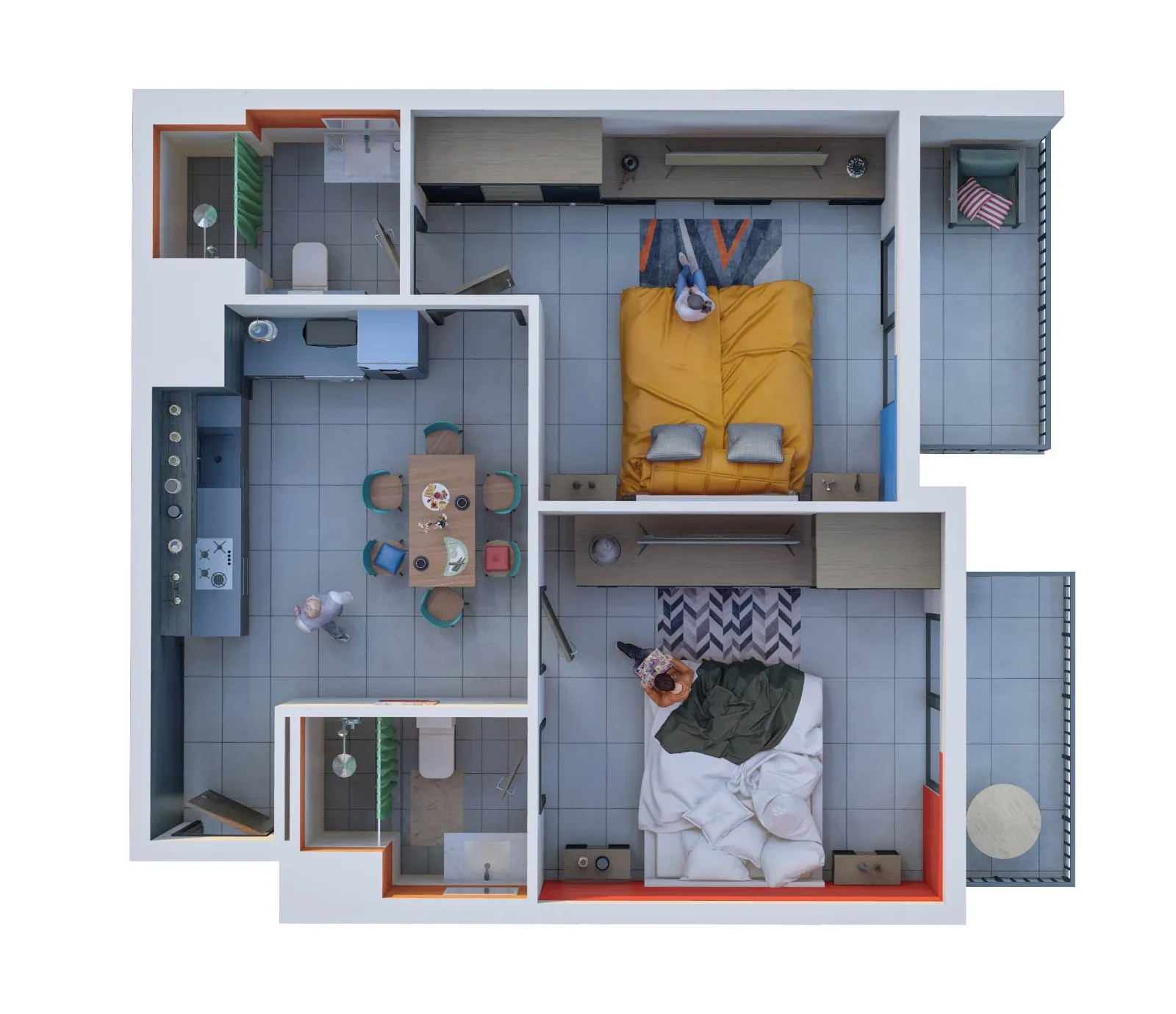You and Co IMPZ 2 bed floor plan, 731 – 745 sqft