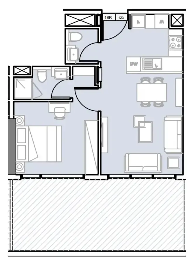 Verdana III 1 bed floor plan, 738 sqft