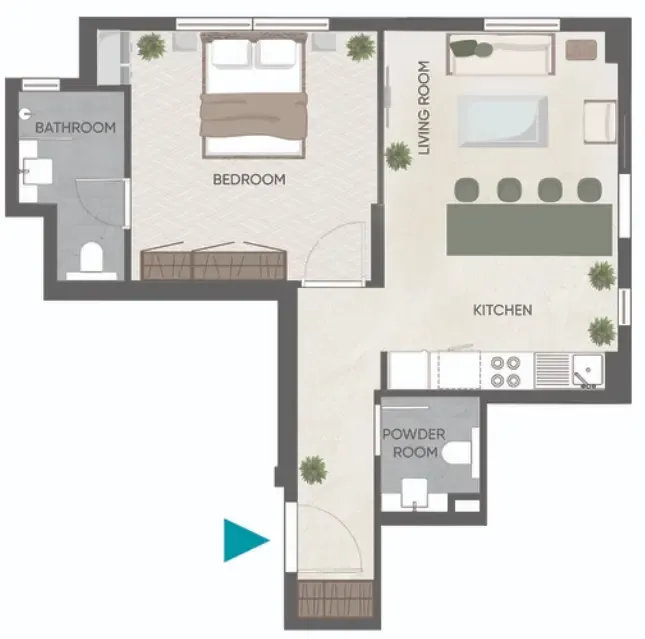 Eden Golf Views 1 1 bed floor plan, 586 sqft