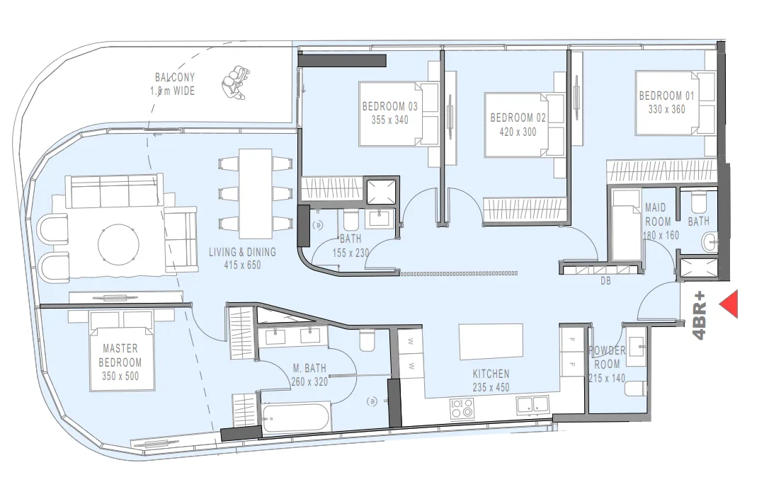 Marlin 2 4 bed floor plan, 1,708 sqft