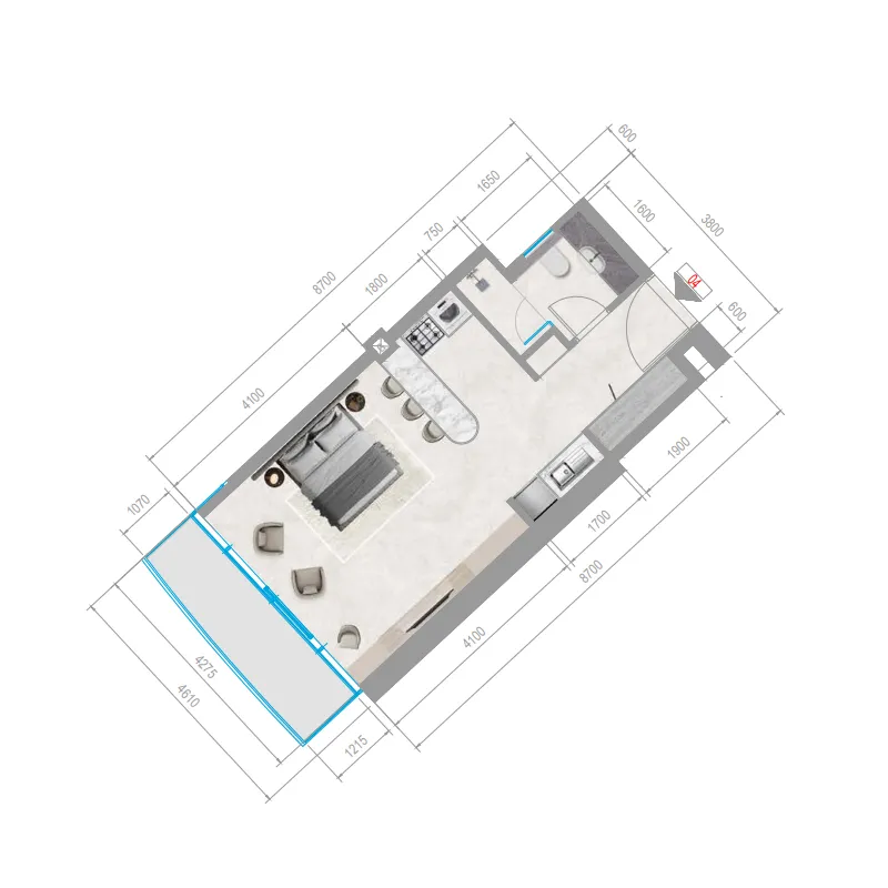 Orchid Towers Phase 1 Studio floor plan, 440 sqft