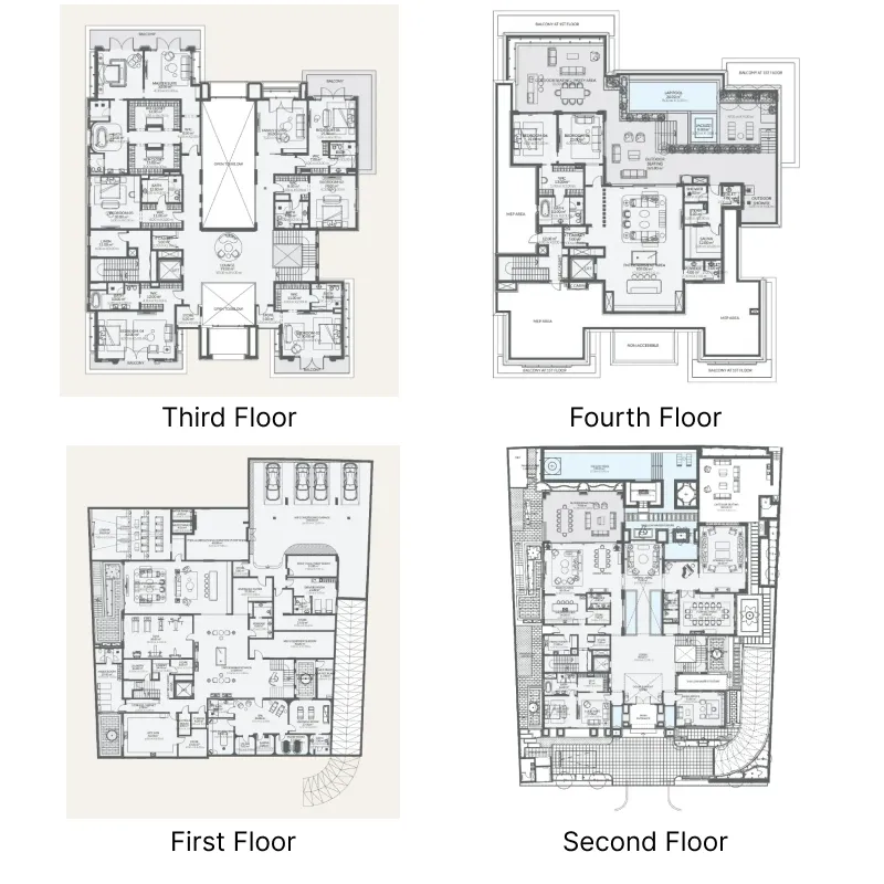 Monaco Mansions 8 bed floor plan, 32,393 – 36,430 sqft