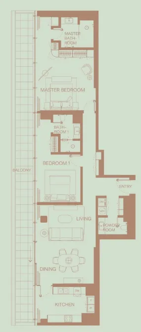Eden House The Park 2 bed floor plan, 1,933 sqft