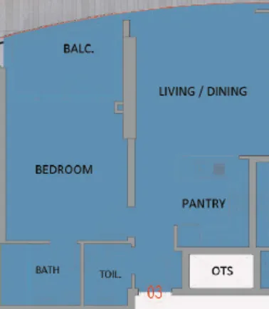 Renad Tower 1 bed floor plan, 637 sqft